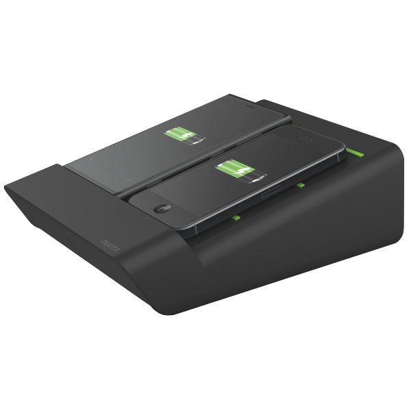 Duo-incarator de birou pentru 2 smartphone-uri sau o tableta PC, negru, LEITZ Complete