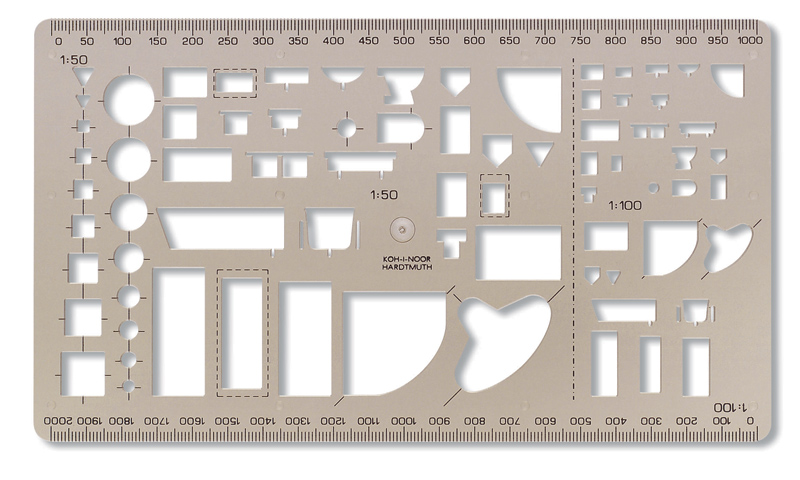 Sablon din plastic, instalatii sanitare, 130 x 240mm, fumuriu, KOH-I-NOOR