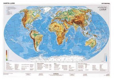 Mapa de birou, 70 x 50cm, harta Lumii - statele, STIEFEL