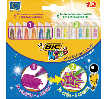 Carioci, 12 culori/set, BIC KiDS MINI COLOUR & CREATE