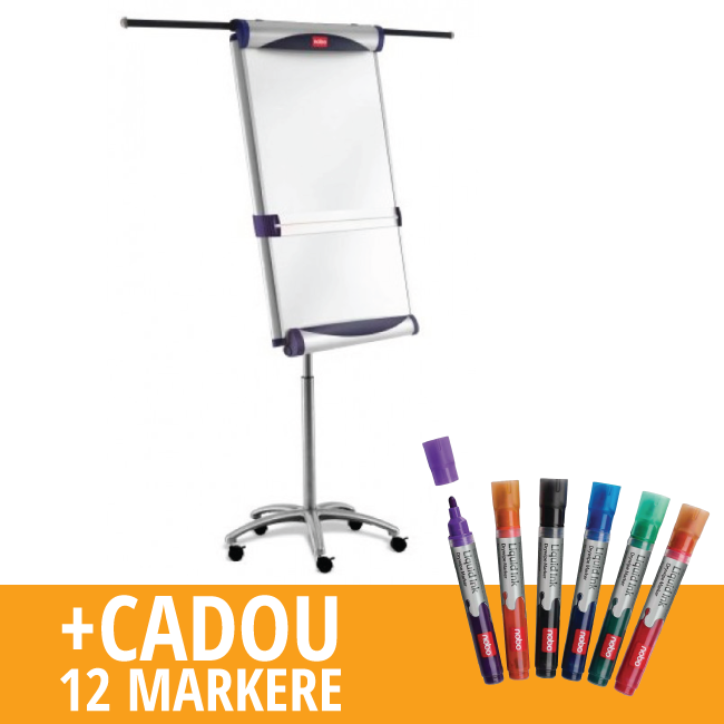 Flipchart magnetic, mobil, cu brate extensibile, 70 x 190cm, NOBO Classic Steel Mobile