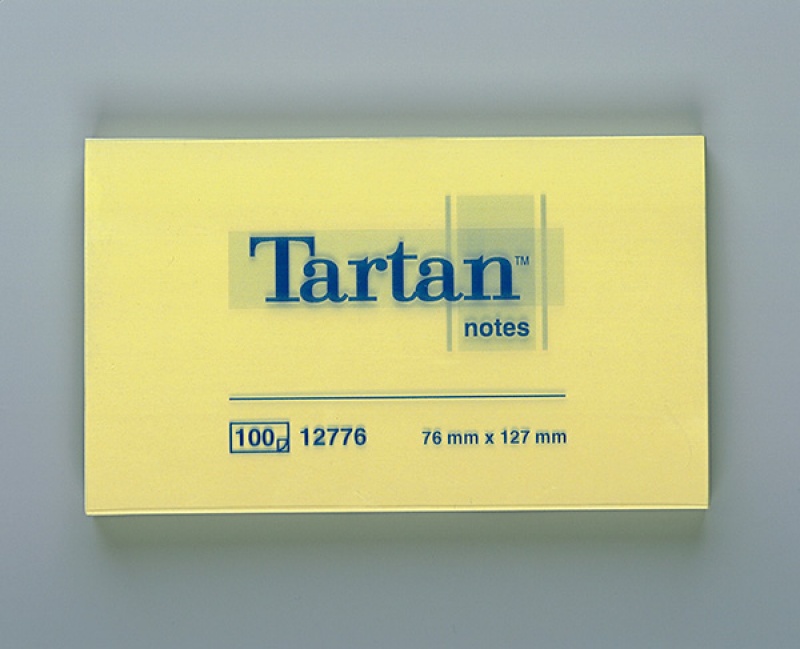Notes autoadeziv, 76 x 127mm, 100 file/set, galben, POST-IT Tartan