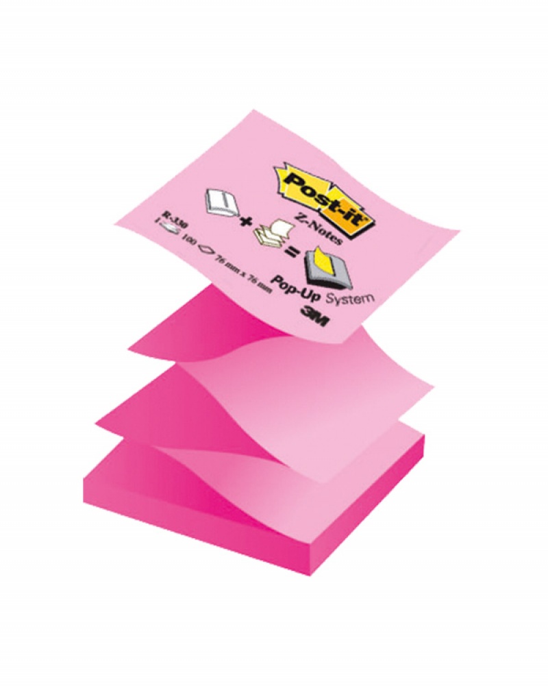 Notes autoadeziv, 76 x 76mm, 100 file/set, roz neon, POST-IT Z-Notes R330-NAP