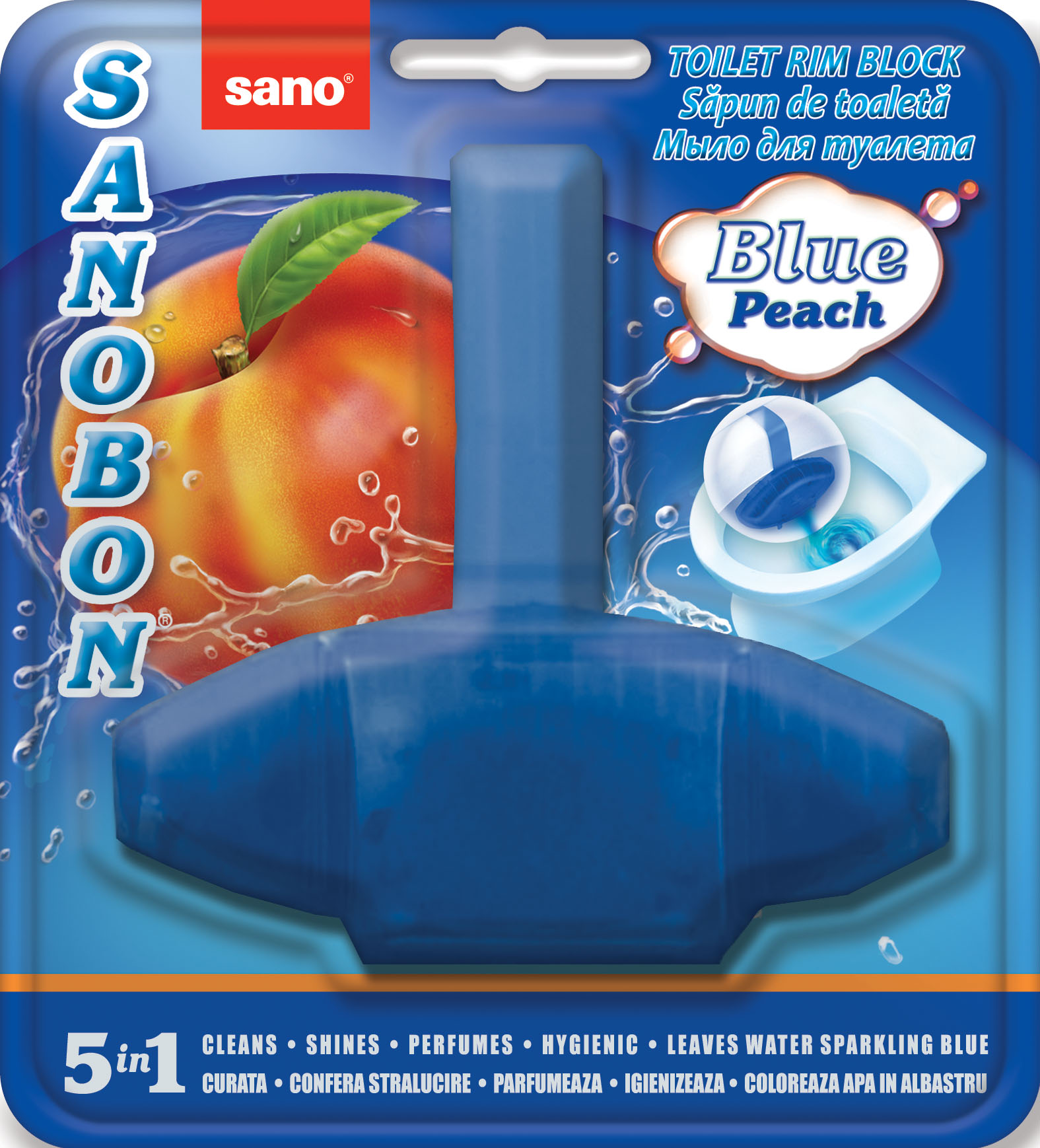 Odorizant WC, solid, 55gr, SANO Bon Peach 5-in-1