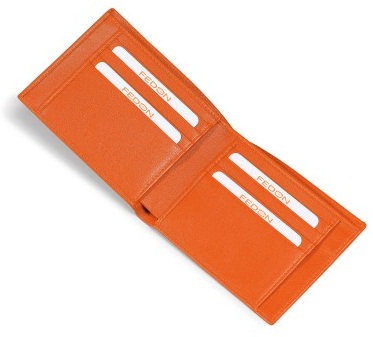 Portofel barbatesc, portocaliu, din piele de bovina, FEDON Classica P-Foglio-U1
