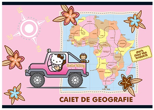 Caiet pentru geografie 17 x 24cm 24 file HELLO KITTY