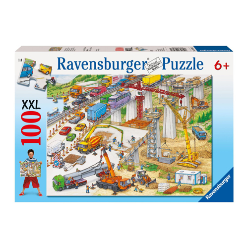 Puzzle Teren de constructii, 100 piese, RAVENSBURGER Puzzle Copii