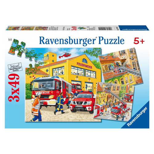 Puzzle brigada de pompieri, 3x49 piese, RAVENSBURGER