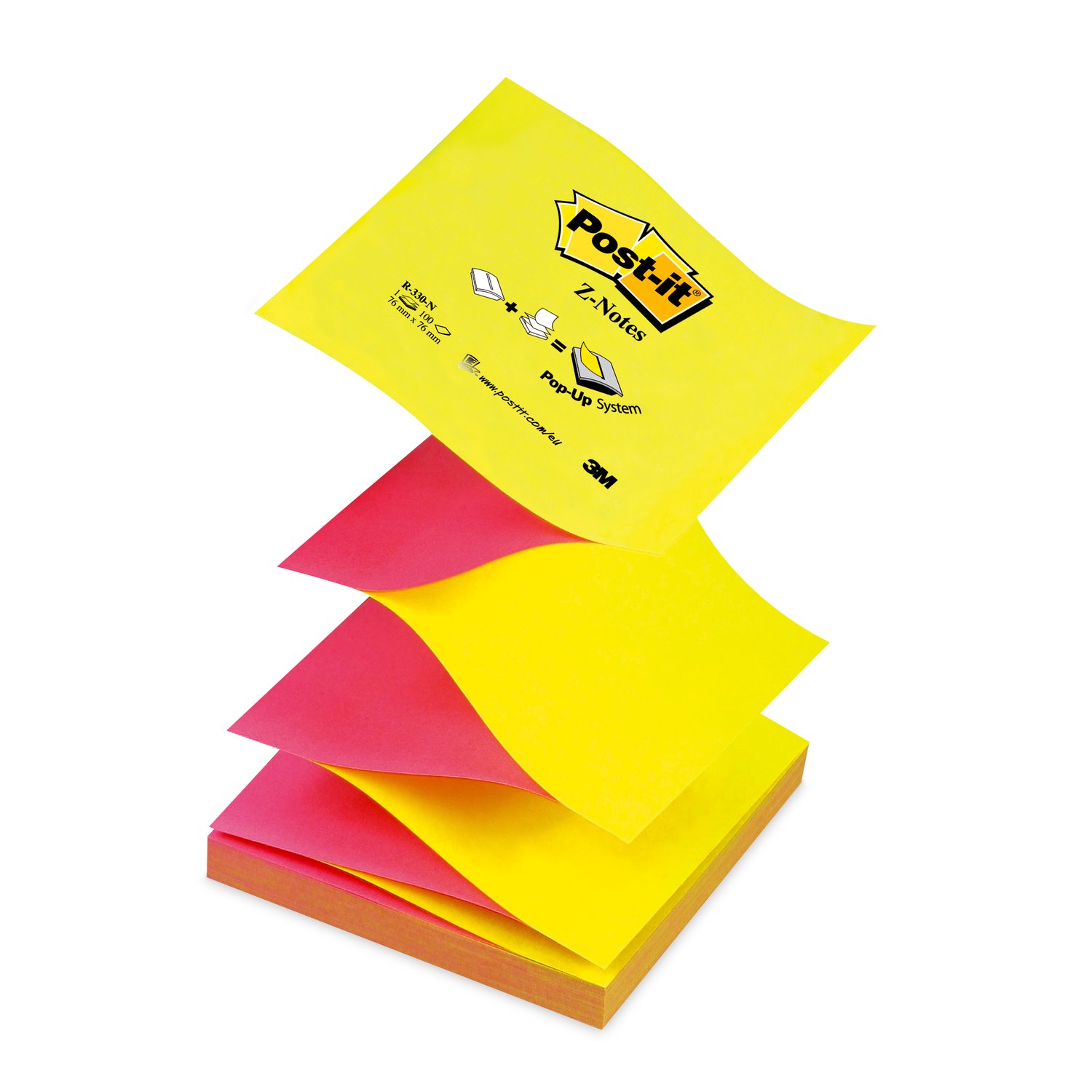 Notes autoadeziv, 76 x 76mm, 100 file/set, galben/roz intens, POST-IT Z-Notes R330-NA