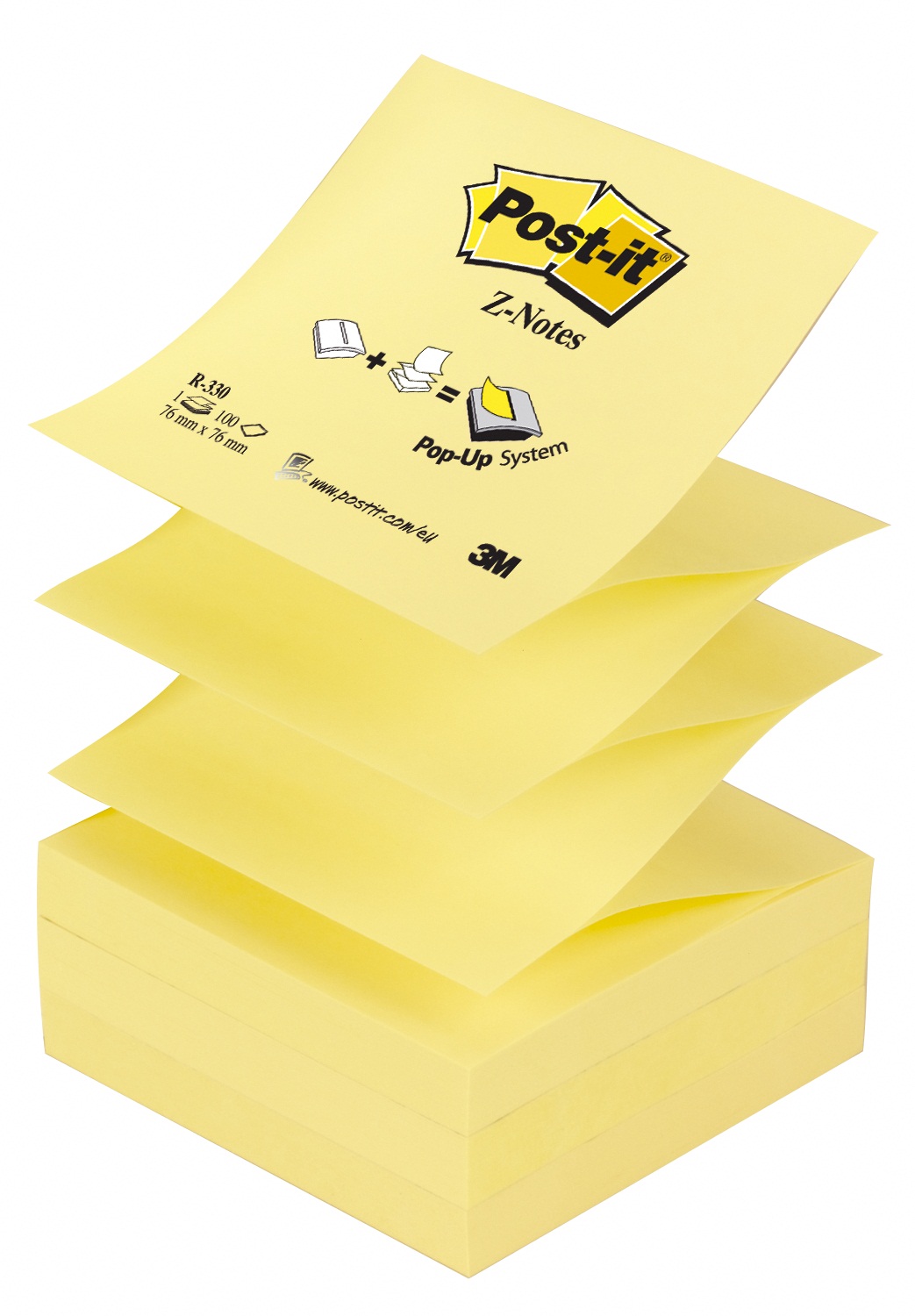 Notes autoadeziv, 76 x 76mm, 100 file/set, galben clasic, POST-IT Z-Notes R330