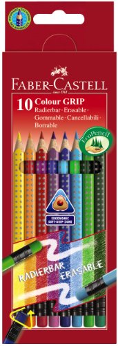 Creioane colorate cu guma Grip 2001, 10 cuori/set, FABER CASTELL