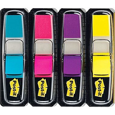 Index autoadeziv, din plastic, 12 x 43mm, 35 indecsi/culoare, 4 culori neon/set, POST-IT Mini 683-4AB