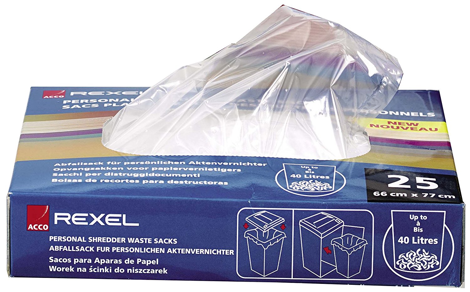 Saci plastic pentru distrugator de documente REXEL Auto+ 300X/300M, 40L, 100 buc./set