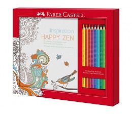 Set cadou Happy Zen, 8 creioane colorate + carte de colorat, FABER CASTELL