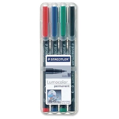 Set marker permanent 0.8-1mm, 4 culori/set, STAEDTLER Lumocolor