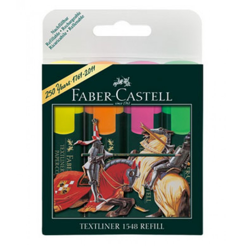 Textmarker 1 - 5mm, 3 culori + 1 culoare GRATIS, FABER-CASTELL 1548
