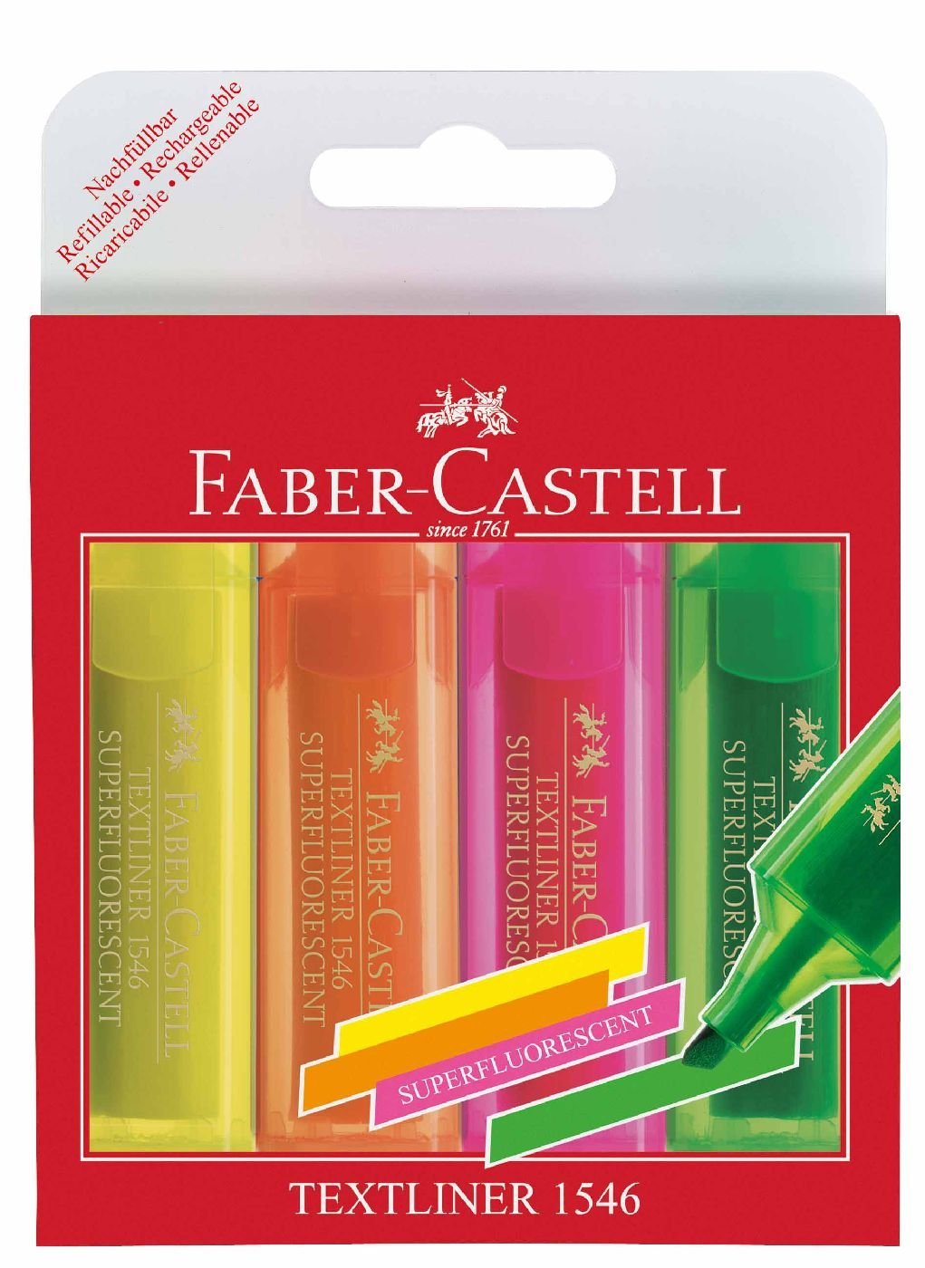 Textmarker 1 - 5mm, 4 culori/set, FABER-CASTELL 1546